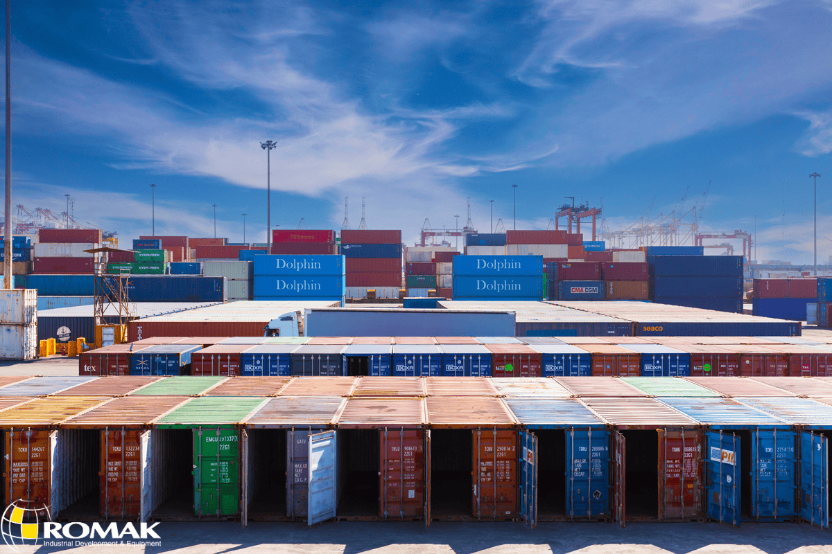 Shipping containers filled with high-quality Iran bitumen, ready for export.