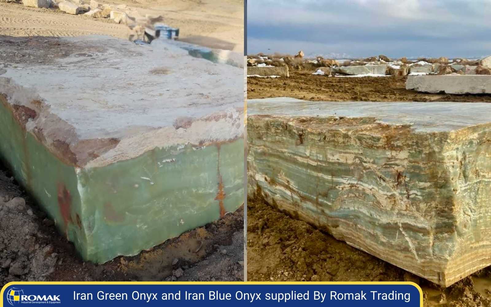 High-quality Iran green AND blue onyx blocks prepared for export